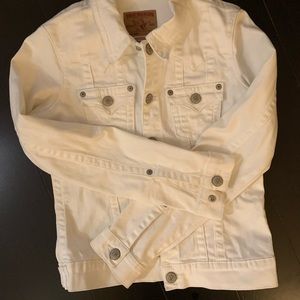 EUC true religion white denim jacket with snaps